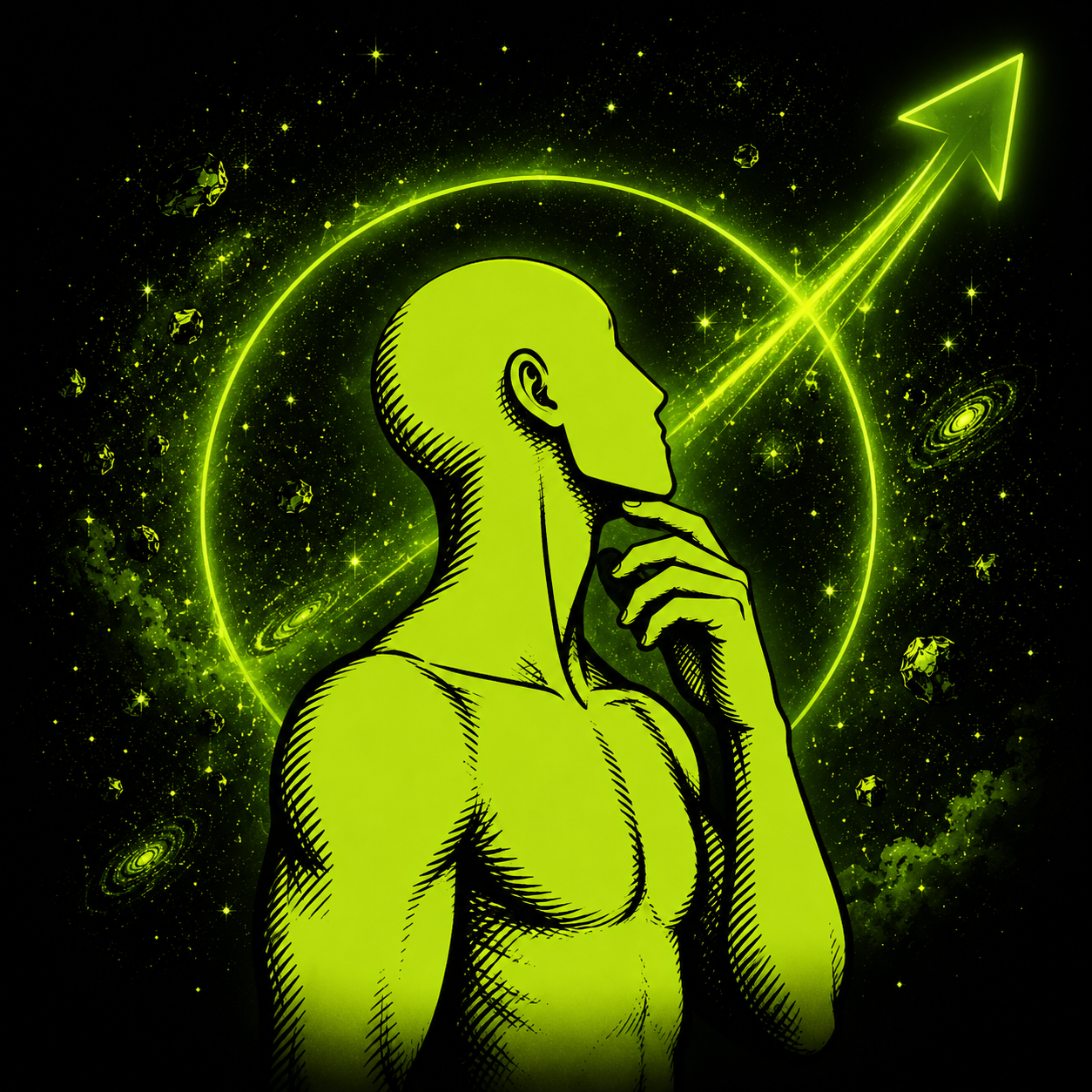 Just Imagine thinker artwork